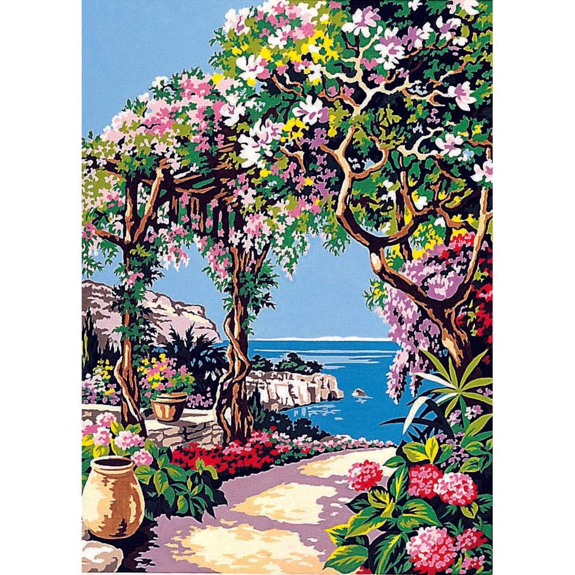 Gobelin Cote D'Azur Seg De Paris Printed Tapestry Needlepoint Canvas